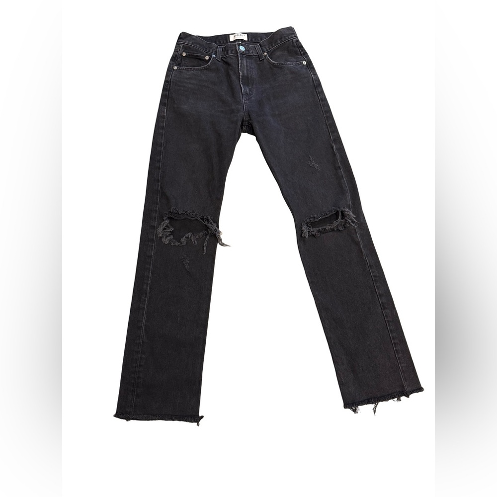 AGOLDE Cherie High Rise Straight Black Jeans Size 26 distressed raw hem